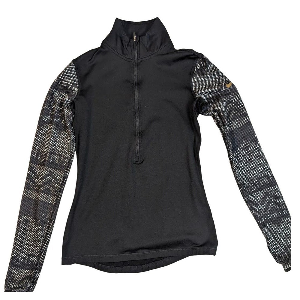 Nike Pro Women's Black Long Sleeve 1/4 Zip Pullover Dri-Fit Running size small